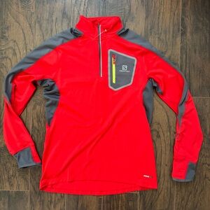Salomon Large Red 1/4 Zip Trail Runner Base Layer